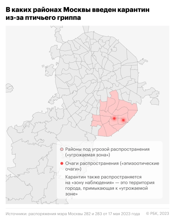 Карантин 2023 года. Птичий грипп на карте. Районы Москвы. Птичий грипп 2024.