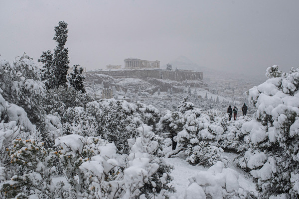 Последствия снегопада в Греции. Фоторепортаж