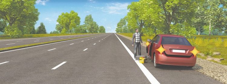 Билет № 39. Вопрос № 16. Нарушил ли водитель Правила при вынужденной остановке на автомагистрали?