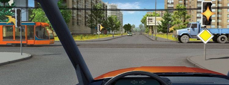 Билет № 11. Вопрос № 15. Вы намерены продолжить движение прямо. При желтом мигающем сигнале светофора следует: