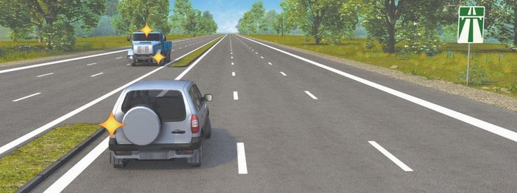 Билет № 14. Вопрос № 16. Кто из водителей нарушает правила разворота на автомагистрали?