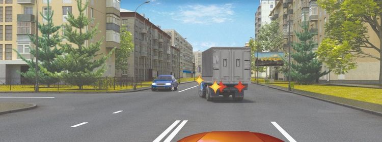 Билет № 37. Вопрос № 10. В данной ситуации для того, чтобы продолжить движение в прямом направлении, Вы имеете право: