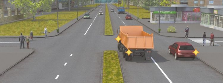 Билет № 13. Вопрос № 14. Кто из водителей, выполняющих поворот, должен уступить дорогу пешеходам?