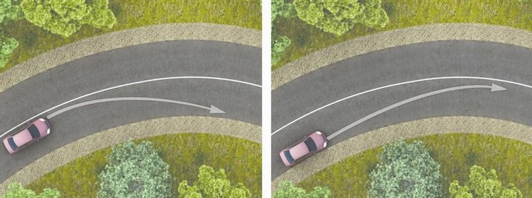 Билет № 16. Вопрос № 19. При повороте направо обеспечение безопасности движения достигается путем выполнения поворота по траектории, которая показана: