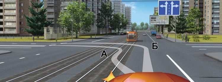 Билет № 8. Вопрос № 8. По какой траектории Вам разрешается выполнить поворот налево?