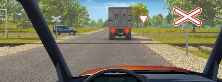 Билет № 40. Вопрос № 16. Можно ли Вам въехать на железнодорожный переезд?