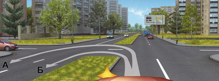 Билет № 1. Вопрос № 9. По какой траектории Вам разрешено выполнить разворот?