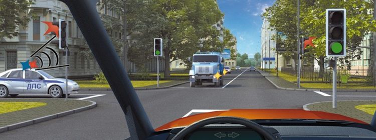 Билет № 4. Вопрос № 13. Вы намерены проехать перекресток в прямом направлении. Ваши действия?