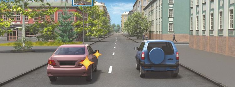 Билет № 39. Вопрос № 8. Водитель автомобиля, выполняющий перестроение на правую полосу, в данной ситуации: