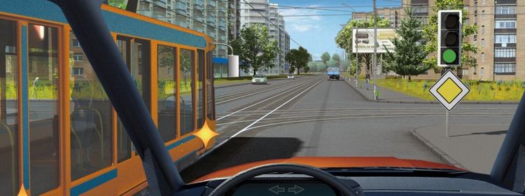 Билет № 39. Вопрос № 13. Вы намерены проехать перекресток в прямом направлении. Ваши действия?