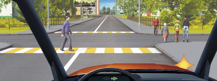 Билет № 4. Вопрос № 14. Кому Вы должны уступить дорогу при повороте направо?