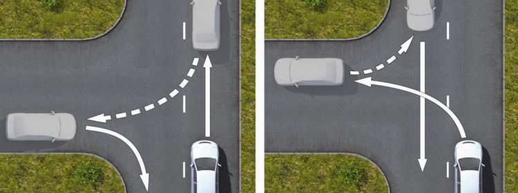 Билет № 9. Вопрос № 19. Способ разворота с использованием прилегающей территории слева, обеспечивающий безопасность движения, показан: