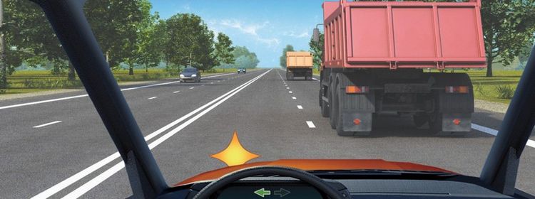 Билет № 8. Вопрос № 11. Разрешено ли Вам после опережения первого автомобиля продолжить движение по левой полосе вне населенных пунктов?