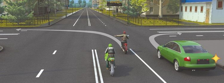 Билет № 29. Вопрос № 8. Кто из водителей нарушает правила поворота на перекрестке?