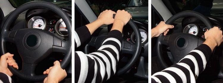 Билет № 27. Вопрос № 20. На каком рисунке показано правильное положение рук на рулевом колесе?