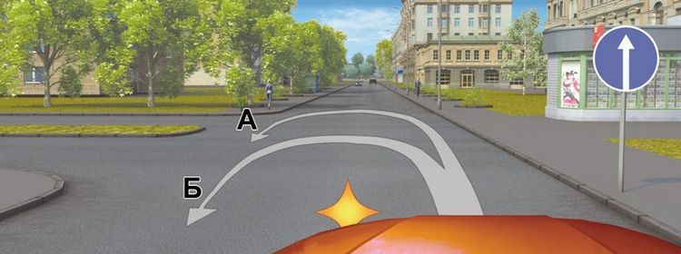 Билет № 27. Вопрос № 9. По какой траектории Вам разрешается выполнить разворот?