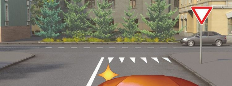 Билет № 1. Вопрос № 5. Вы намерены повернуть налево. Где следует остановиться, чтобы уступить дорогу легковому автомобилю?