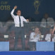 Эммануэль Макрон перед финалом чемпионата мира по футболу FIFA 2018 между Францией и Хорватией на стадионе «Лужники» в Москве, 2018 год