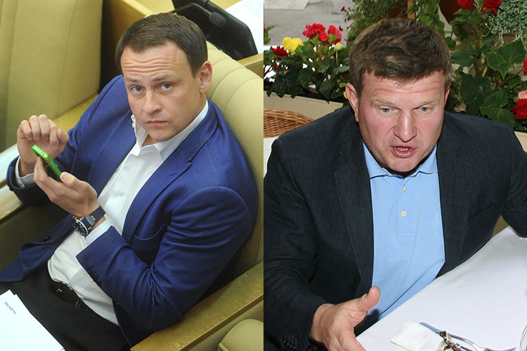 Депутаты Госдумы Александр Сидякин и Олег Савченко (слева направо). Фото: ТАСС, РИА Новости
