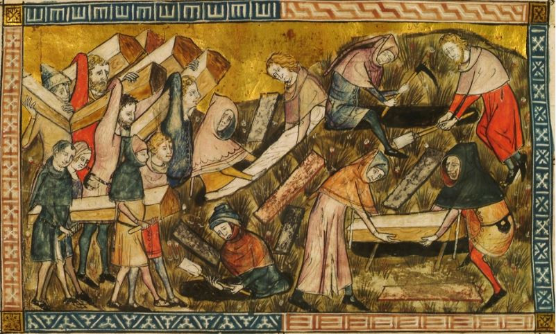 Жители Турне хоронят жертв черной смерти, 1350-1352 годы