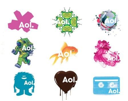 Логотипы компании Aol после ребрендинга