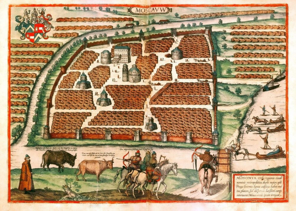 Карта Москвы, составленная Сигизмундом Герберштейном, 1556 год