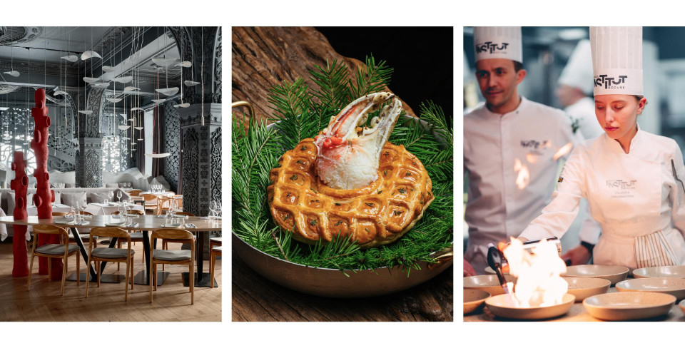 Слева направо: Ресторан «Садко»; Ресторан «Чешуя»; Институт кулинарного искусства Поля Бокюза