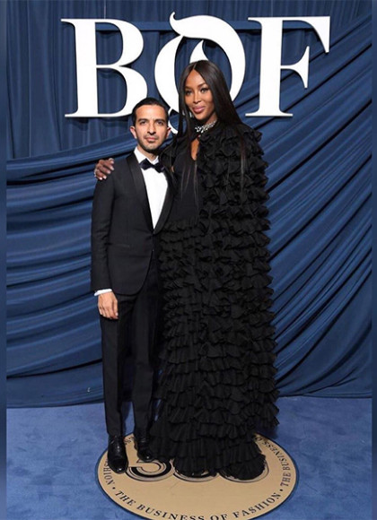 В платье и кейпе Azzedine Alaïa с Имраном Амедом на гала-вечере BOF 500, 2019 год