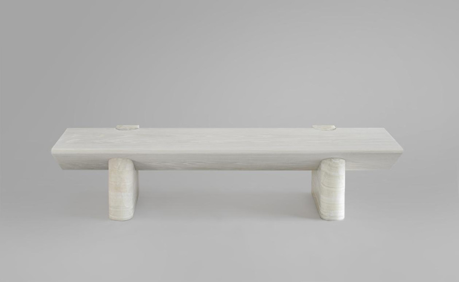 Шарль Калпакян для галереи Booroom, скамья из серии Castle (восемь экземпляров), белый оникс, ясень тонированный, 2022