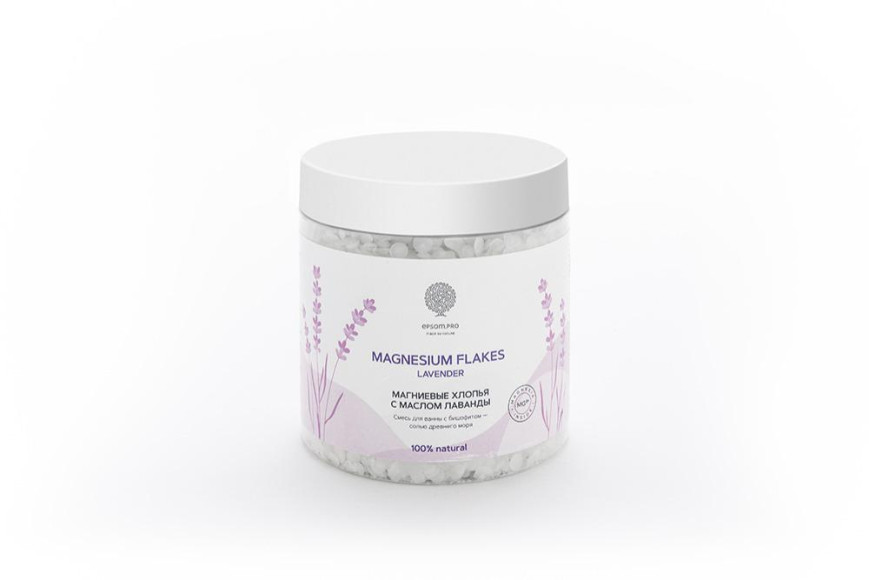 Магниевые хлопья для ванны Magnesium flakes lavender, Epsom.Pro, 390 руб. («Золотое Яблоко»)