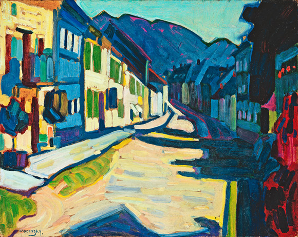 Василий Кандинский. «Мурнау – Обермаркт с горами», 1908. Из частной коллекции