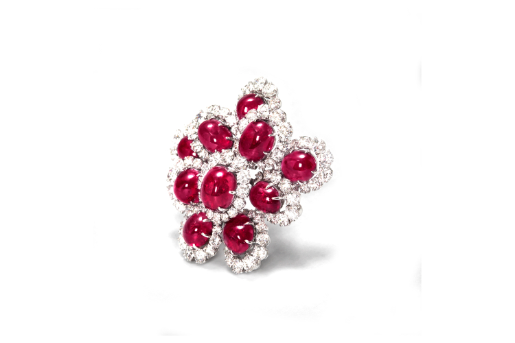 Брошь Monnaie du Pape с бирманскими рубинами, Van Cleef & Arpels, 1962
