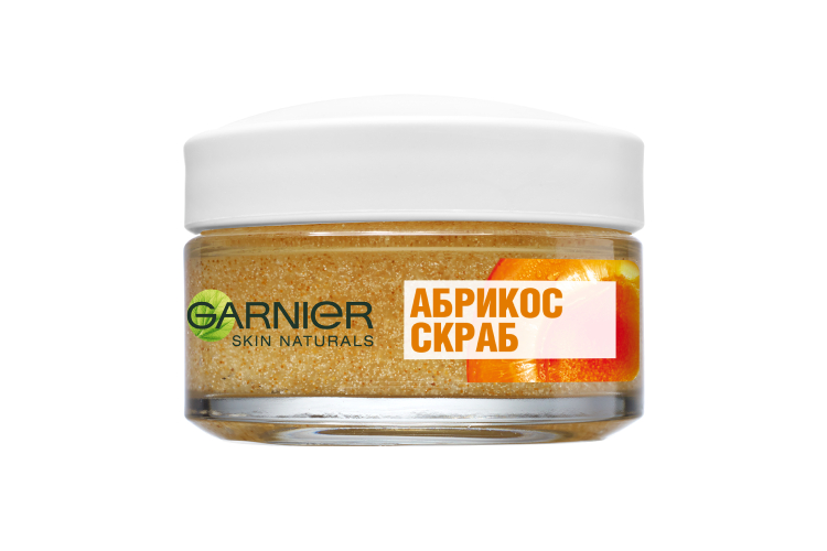 Скраб для лица «Абрикос» Garnier с органическим маслом абрикоса и натуральными эксфолиантами, перлитом и абрикосовой косточкой