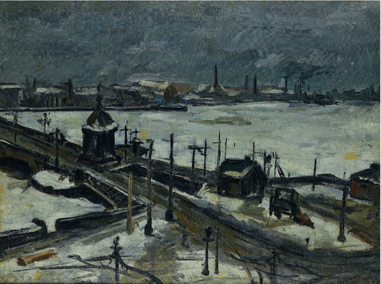 Леонид Зусман. «Городской пейзаж с мостом», 1924