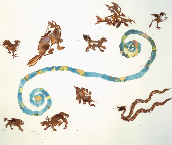 Хуан Юнпин, «Один человек, девять животных», 2000