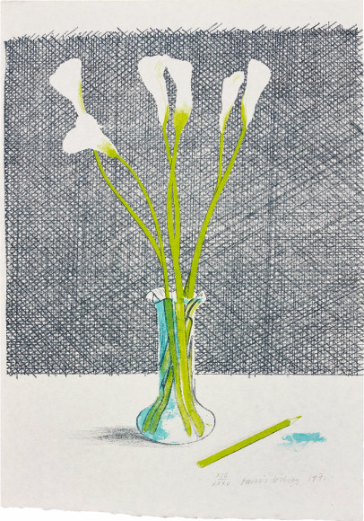 Дэвид Хокни. Лилии, 1971 Эстимейт £8 000–12 000. Phillips, Аукцион тиражных работ, 7 июня 2017, Лондон