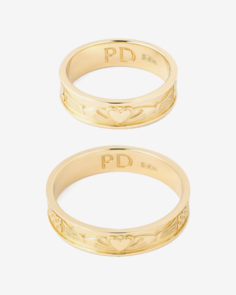 Женское кладдахское кольцо из желтого золота, мужское кладдахское кольцо из желтого золота, Mates, 23 000 руб., 30 000 руб.