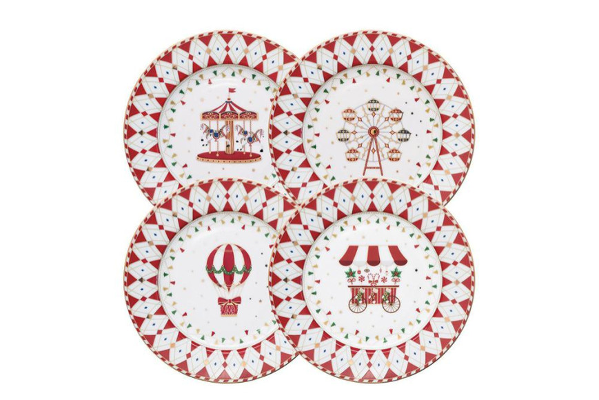 Набор десертных тарелок «Рождественская карусель» в подарочной упаковке (4 шт.), Easy Life, 2093 руб. («Стокманн»)