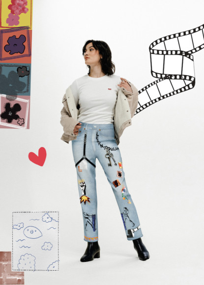 Кристина Исигуро в виртуальных джинсах Levi's