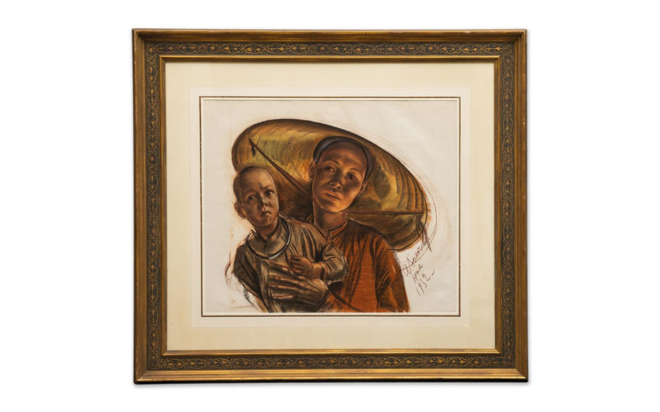 Александр Яковлев (1887–1938), «Мать и дитя. Хюэ» (Аннам, Французский Индокитай), 1932. Рисунок сделан во время автопробега из Бейрута в Пекин, организованного концерном Citroën в 1931–1932 гг. Стартовая цена: 12,8 млн руб.