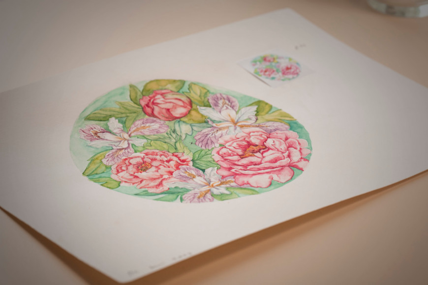 Эскиз циферблата часов L.U.C XP Esprit de Fleurier Peony 2020, Chopard