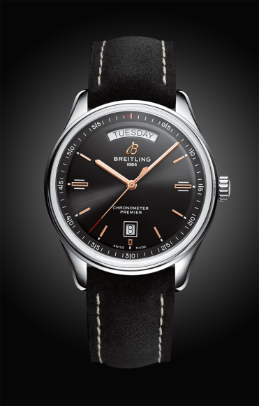 Часы Premier Automatic Day & Date 40 с черным циферблатом и черным ремешком из кожи аллигатора