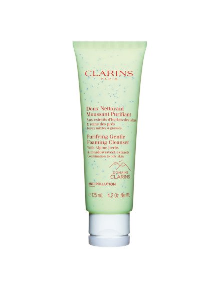 Очищающее средство Purifying Gentle Foaming Cleanser, Clarins для комбинированной и жирной кожи на основе экстракта органической таволги и производного салициловой кислоты