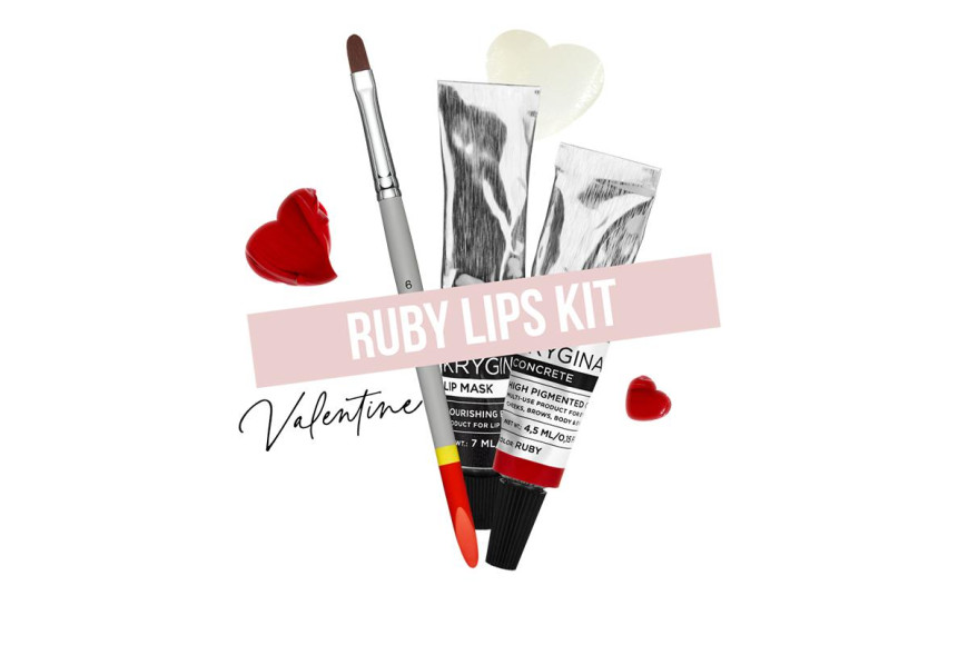 Набор Ruby Lips Kit (маска для губ Lip Mask; концентрат Ruby; кисть № 6), Krygina, 3182 руб. (krygina.com)