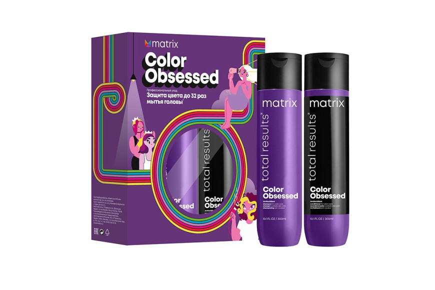 Набор Color Obsessed для защиты цвета окрашенных волос Total Results (шампунь, кондиционер), Matrix, 921 руб. (Ozon)