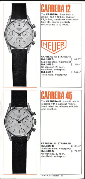 Страница каталога Heuer, 1964 год