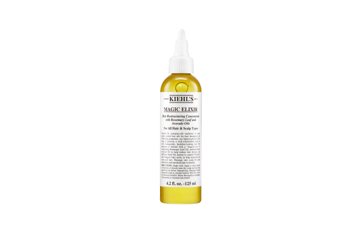 Питательный концентрат для волос и кожи головы Magic Elixir, Kiehl's содержит масла розмарина, авокадо, алоэ и сафлора, которые интенсивно питают, увлажняют и восстанавливают кожу головы и укрепляют луковицы волос, помогая активному росту