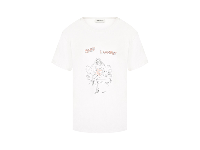 Женская футболка Saint Laurent, 21 700 руб. с учетом скидки (ЦУМ)